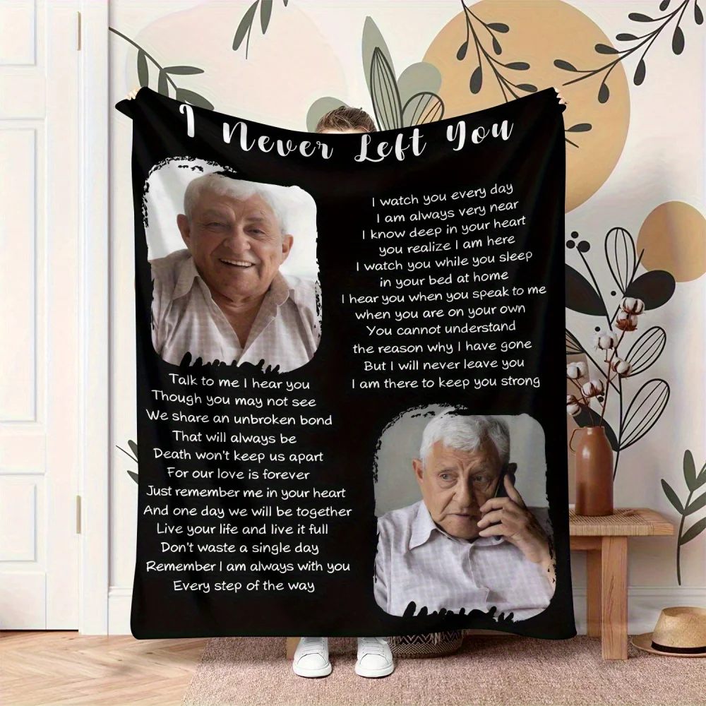 Custom photo flannel blanket as a letter to Grandpa, suitable for sofa, bed, birthdays, Thanksgiving, a gift for Grandpa