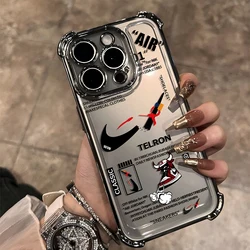 Trend Street Sneakers Label Plating Case For iPhone 16 15 14 13 12 11 Pro Max X XR XSMax 8 Plus Shockproof Anti-Fall Armor Cover