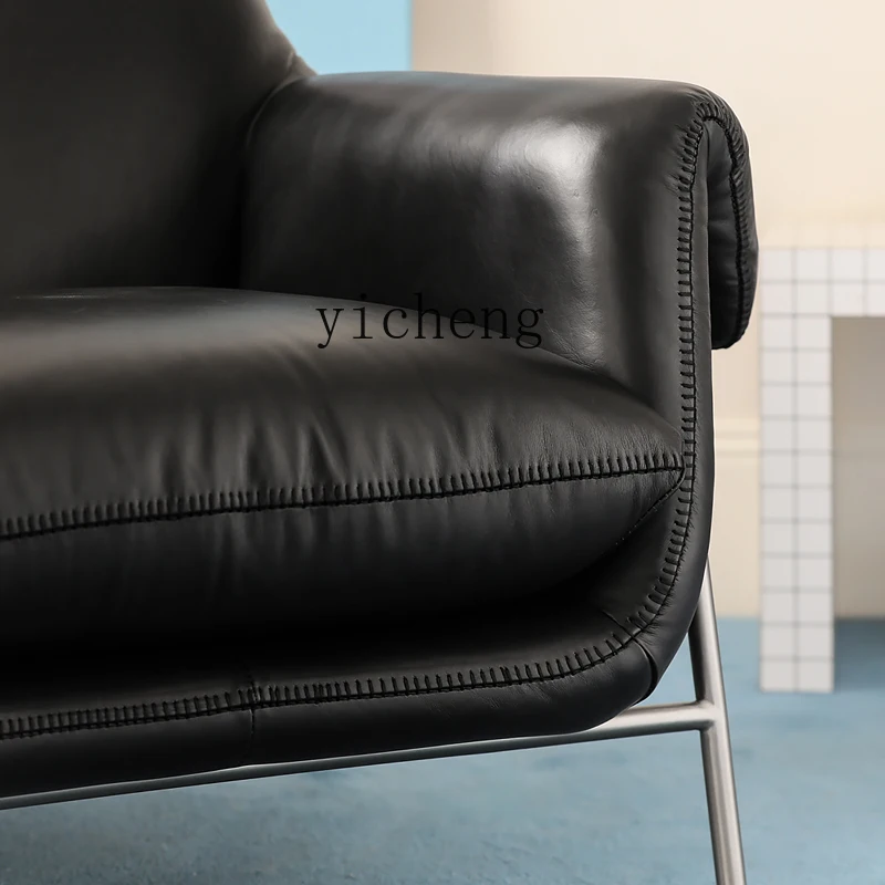 b2 Nordic expression medieval retro full leather stainless steel single sofa leisure chair
