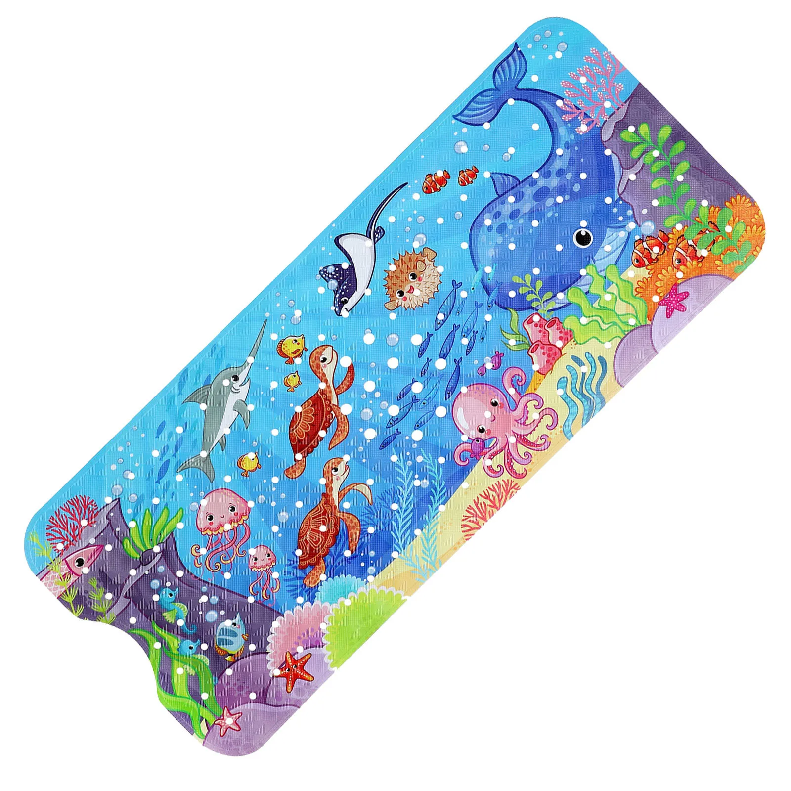 

40x100cm Anti-Skid Shower Bath Mat Cute Cartoon Sea World Design Sucker Non-Slip Soft Pad Kid's Elder Carpet Rug for Bathtub
