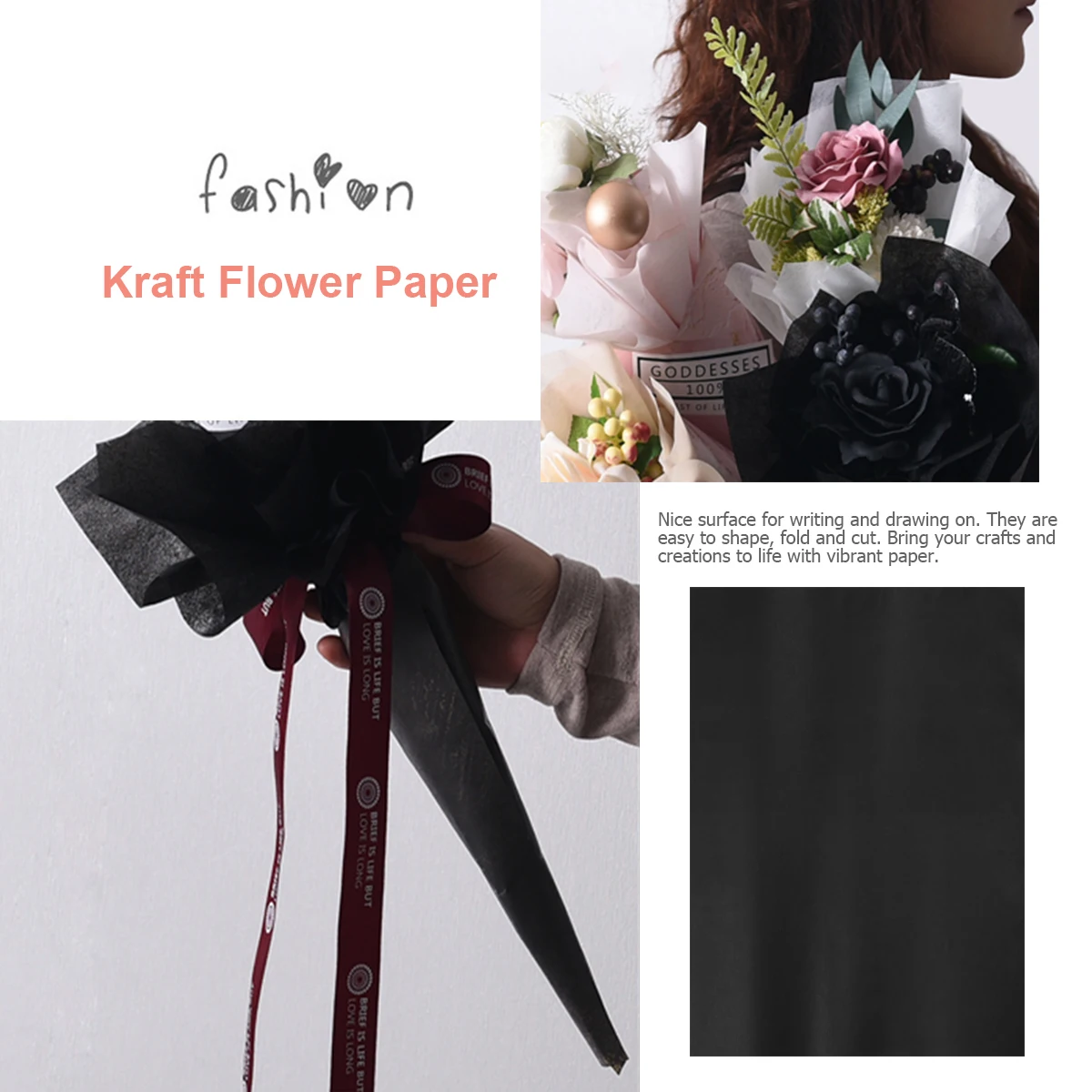 Solid Color Wrapping Paper Flower Wrapping Paper  DIY Wrapping Paper Gift Wrapping Paper Kraft Flower Paper