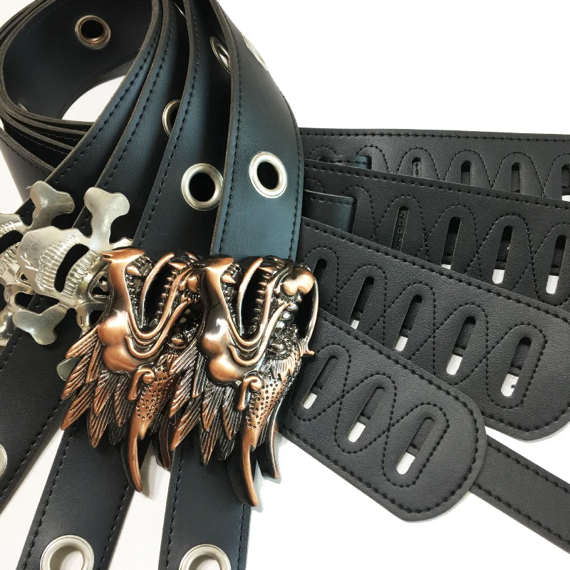 2021 New Guitar Strap with Leather Skull, Folk Guitar Strap, Musical Instrument Accessories