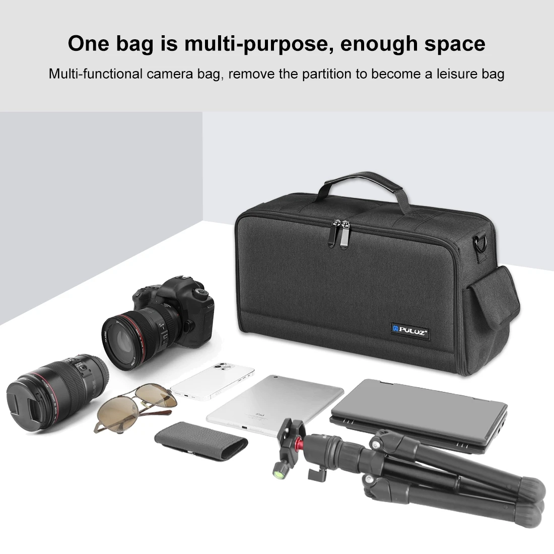 PULUZ DSLR Camera & Lens Shoulder Bag For Nikon Sony Canon Photography Equipment Water-resistant Shoulder Bag For Outdoor Travel