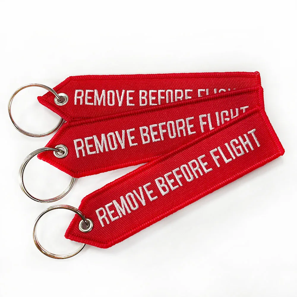 aviation embroidery keychain Mobile Phone Remove Before Flight Keychain