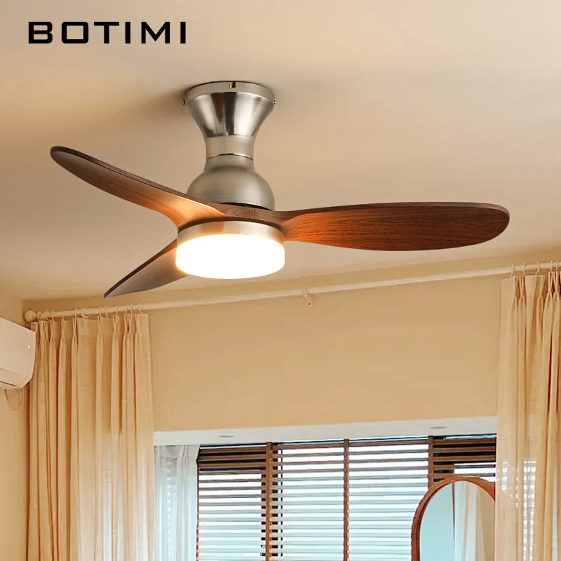 BOTIMI 36 Inch Ceiling Fan With Lights For Living Room Ventilateur de plafon Small Size Bedroom Cooling Dining Fan Lamp