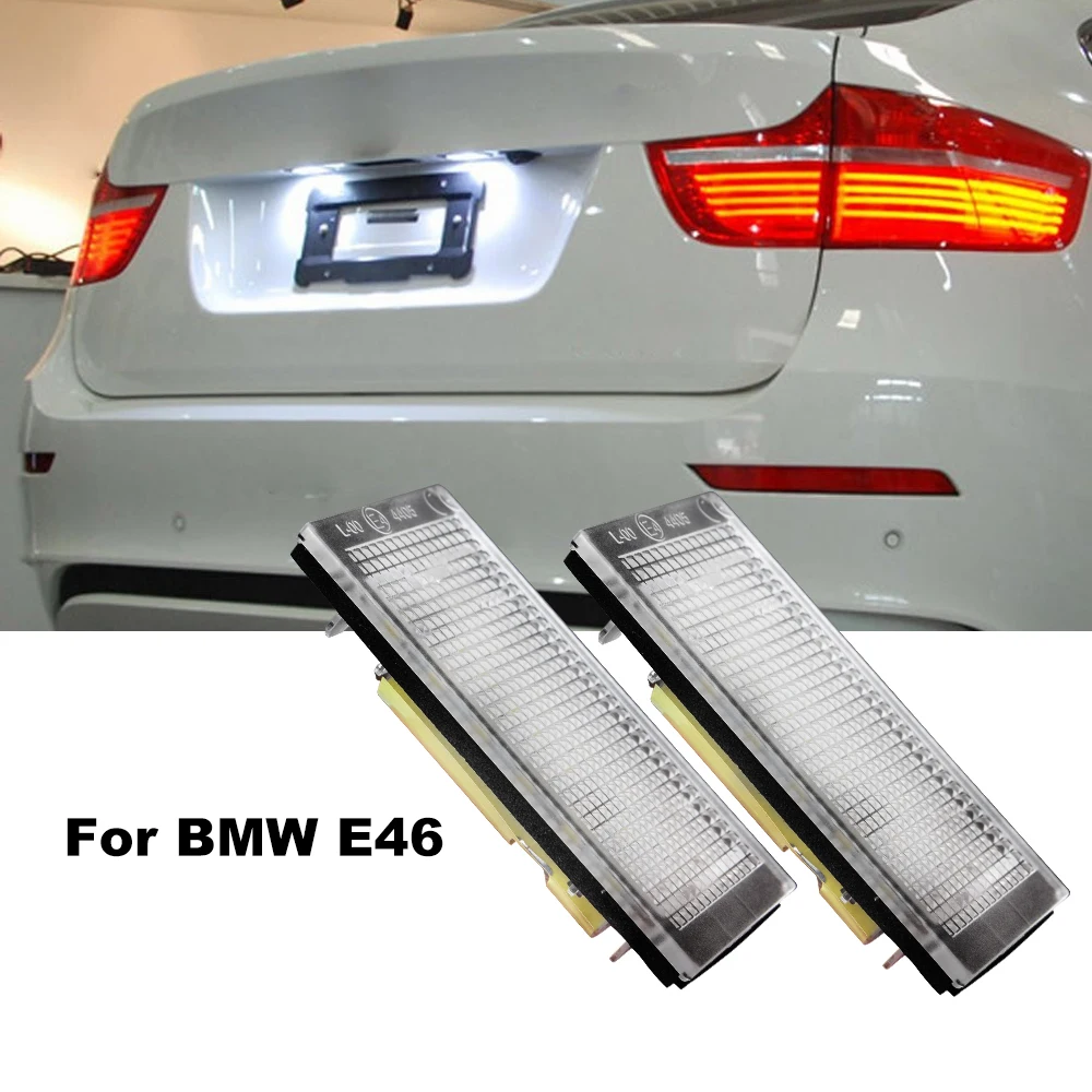 

For BMW E46 2D/M3 7000K White License Plate Light No Error Not fit Convertible 2 Pieces LED Car Lamp 12V 0.17A