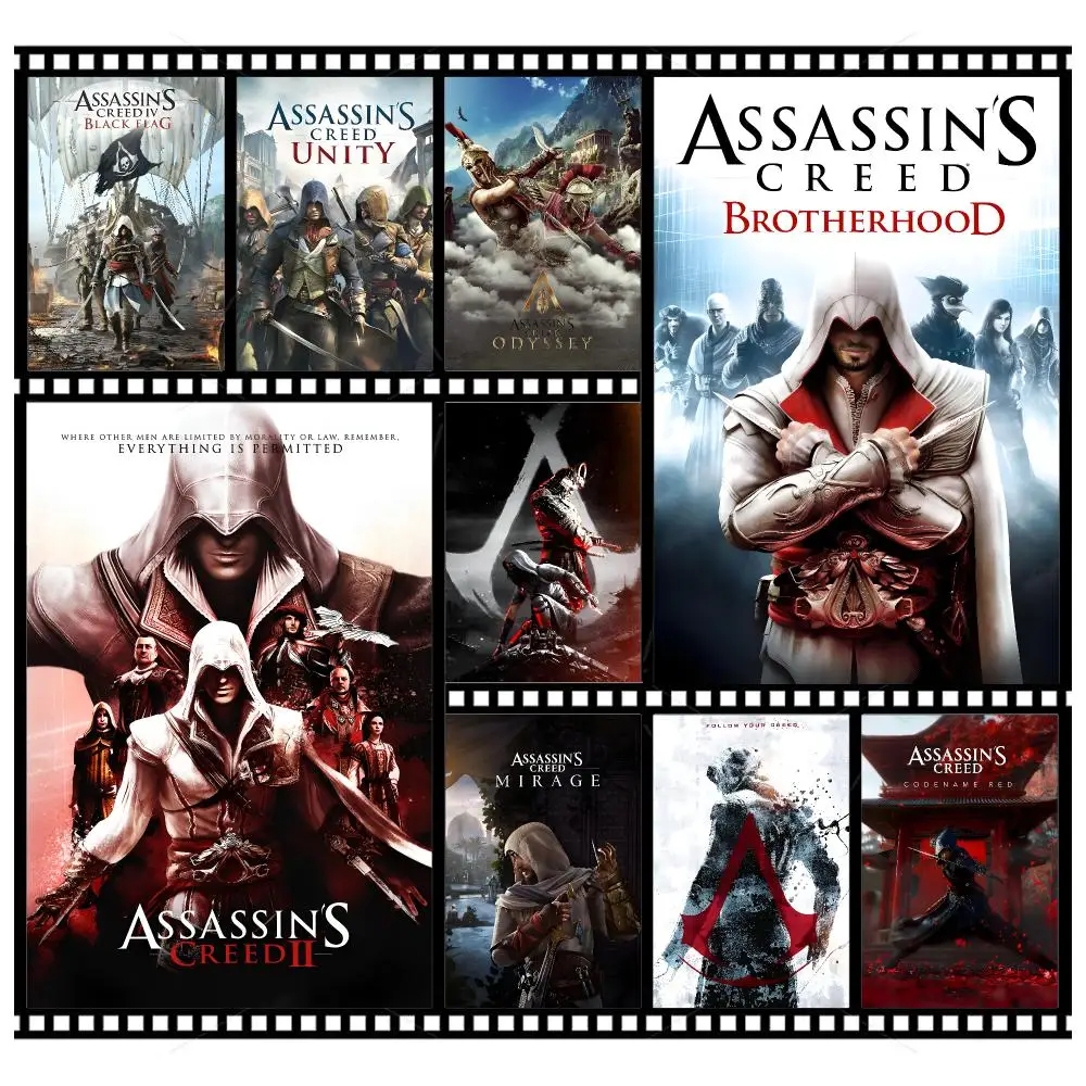 Action-Spiel A-Assassins Creed Poster Wandkunst Poster HD Wasserdichter PP-Druck Schlafzimmer Wohnzimmer Büro Dekoration Geschenk