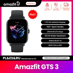 Amazfit GTS 3 GTS3 GTS-3 Smartwatch 5 iko Étanche Alexa Intégré GPS Femelle Subsimonitoring Smart Watch pour Android IOS