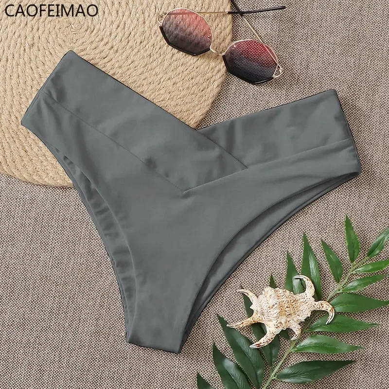 Bikini Bottoms 2025 New Women Swimsuit High Waist Thong Swimwear Trunks Bikinis Top Brazilian Pants Bathing Suit Bottom Beach XS