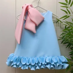 Girl's Big Bow Princess Dress 1-12 Years Old Fashionable Sleeveless Noble and Elegant Girl's Dress Carnival Birthday Party Dress