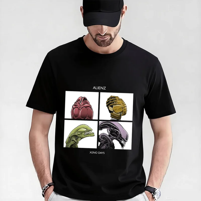 Camiseta de regalo XANO DAYS con diseño de película de terror retro Alien Sic-Fi, ropa gráfica Weyland Xenomorphe, camisetas de talla grande, camiseta 100% de algodón