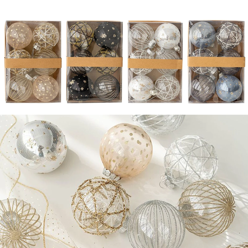 

Christmas Festival Party Supplie High Quality Christmas Balls Clear Ball 6Pcs 8cm Blue Champagne PET Silver White