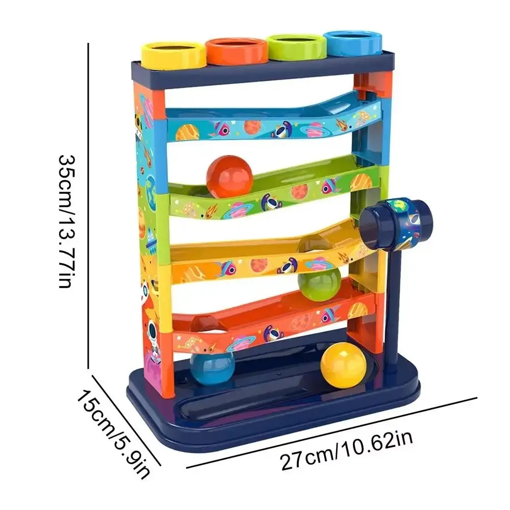 Plastic Slide Rolling Ball Ramp Interactive Montessori 5-Layer Colorful Track Colorful Stacking Track Knocking Ball