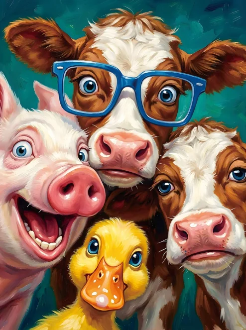 500/1000/1200/2000PCS Jigsaw Puzzle Humor Farm Animal Closeup Funny Expressions Cow Pig Duck DIY Home Game Gift