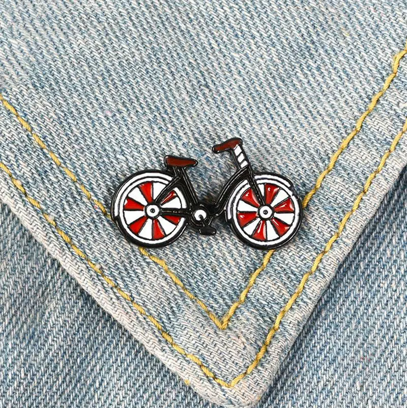 Pin de dibujos animados, insignia de bicicleta, broche, Pin de solapa, pantalones vaqueros vaqueros, bolso, cuello de camisa, joyería fresca, regalo para niños, amigos, esmalte de bicicleta roja