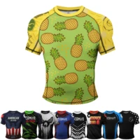 Camisetas de compresión para correr para hombre guapo, ropa deportiva para gimnasio, protector contra sarpullidos con dobladillo de silicona, entrenamiento de boxeo, camisetas deportivas Jiu Jitsu Bjj