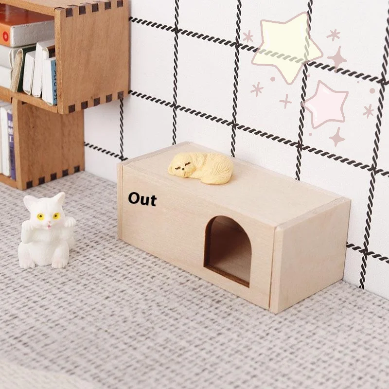 1Set 1:12 Scale Dollhouse Miniature Pet Kennel House For Cat Dog Model Animal Furniture Ornament Doll House Decor Toy