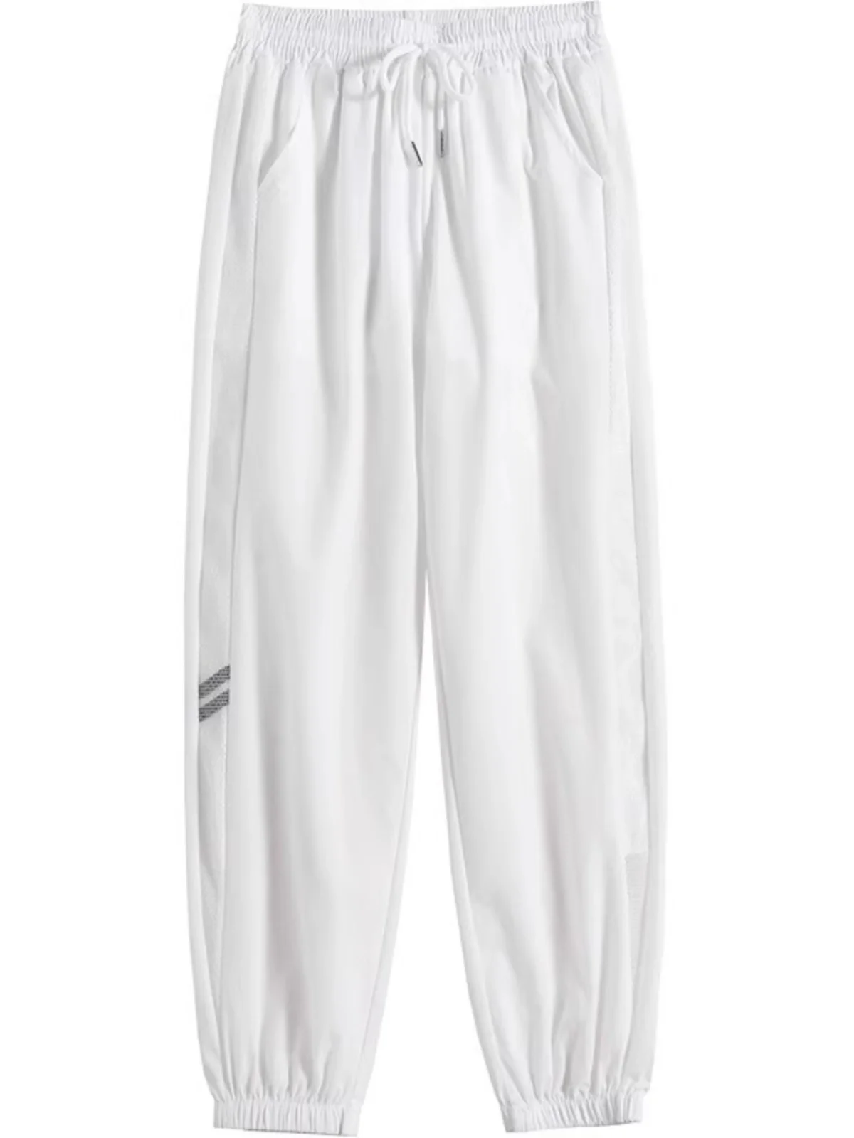 Qui Dry Thin Sport Pants Mulheres Verão Solto Casual Me Anti-Mosquito Amarrado Pé Calças de Seda Gelo Cintura Alta Nove Pontos Haraj...