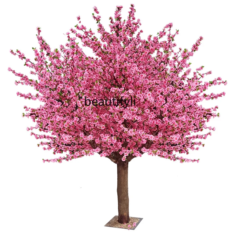 Emulational Peach Tree Fake Peach Tree Large Plant Artificial Cherry   Simulation Plum Tree Wishing  Peach Flower Decoration