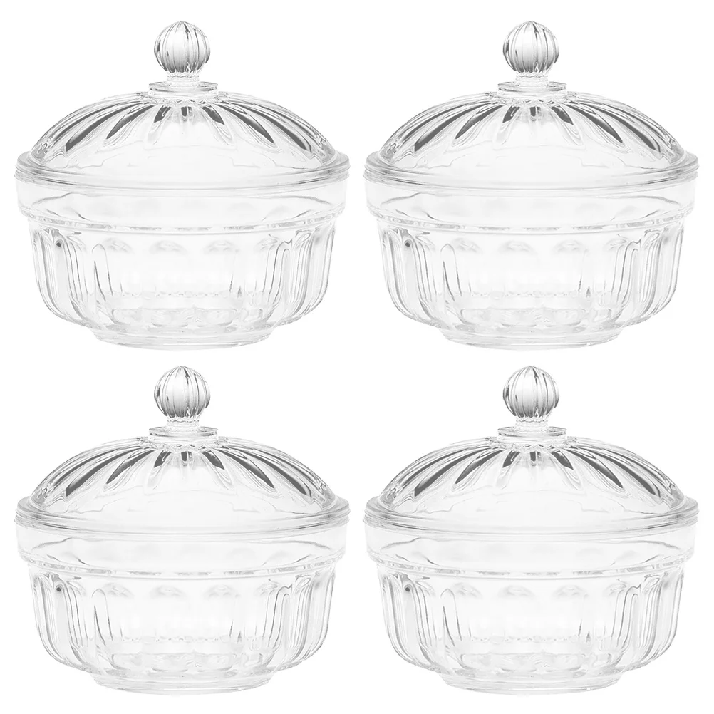 

4Pcs Clear Acrylic Salad Bowls Shatterproof Lids Elegant Design for Cold Dishes Fruits Candy Chip Bowls