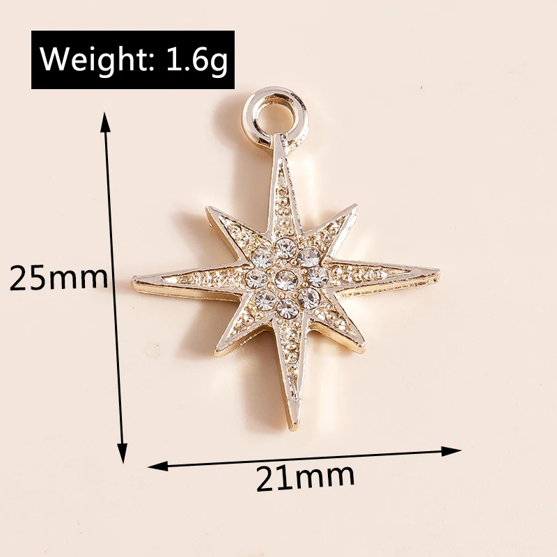 Leslie 10 Stück glänzende Kristallsterne-Charms für Ohrringe, Halsketten, DIY-Charms, Anhänger, Schmuckherstellung, Zubehör, handgefertigtes Handwerk – Detail 4