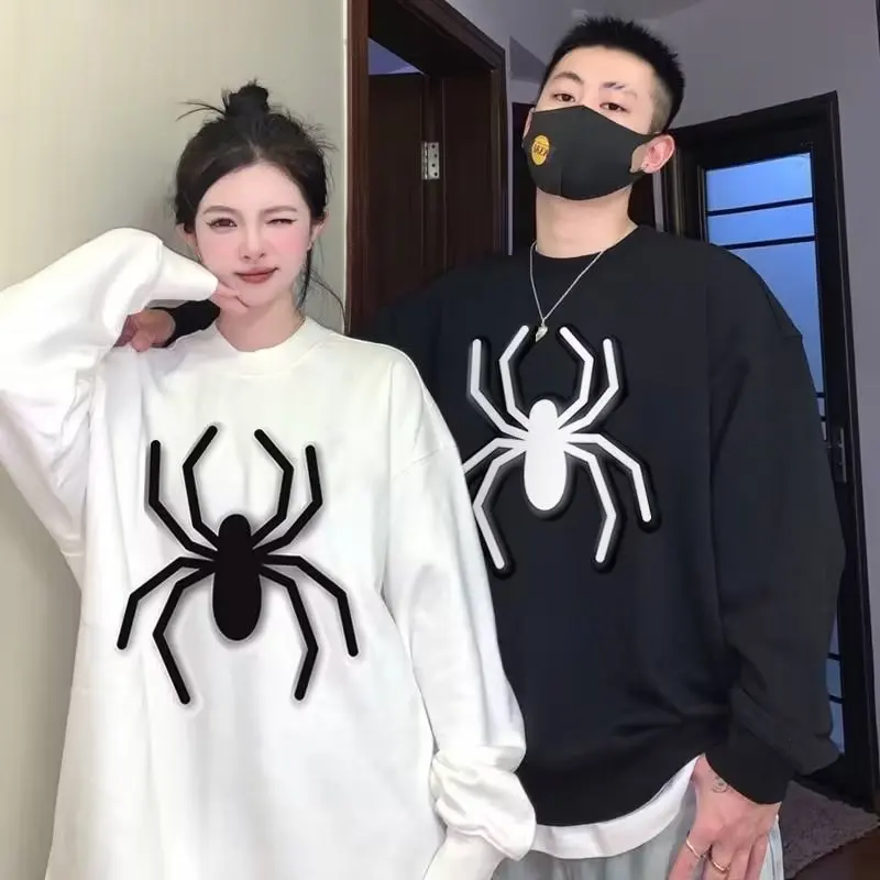 2024 Spring Autumn Oversized Y2k Style Classic Hoodies Warm Long Sleeve For Couple Spider Hooded Pullover Casual Sweatshirt