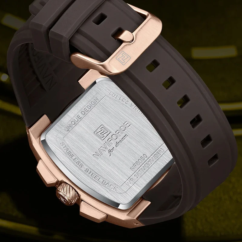 NAVIFORCE Original Classic Watches for Men Fashion Silicone Band Quartz Auto Date Display Wristwatch Male Sport Waterproof Clock