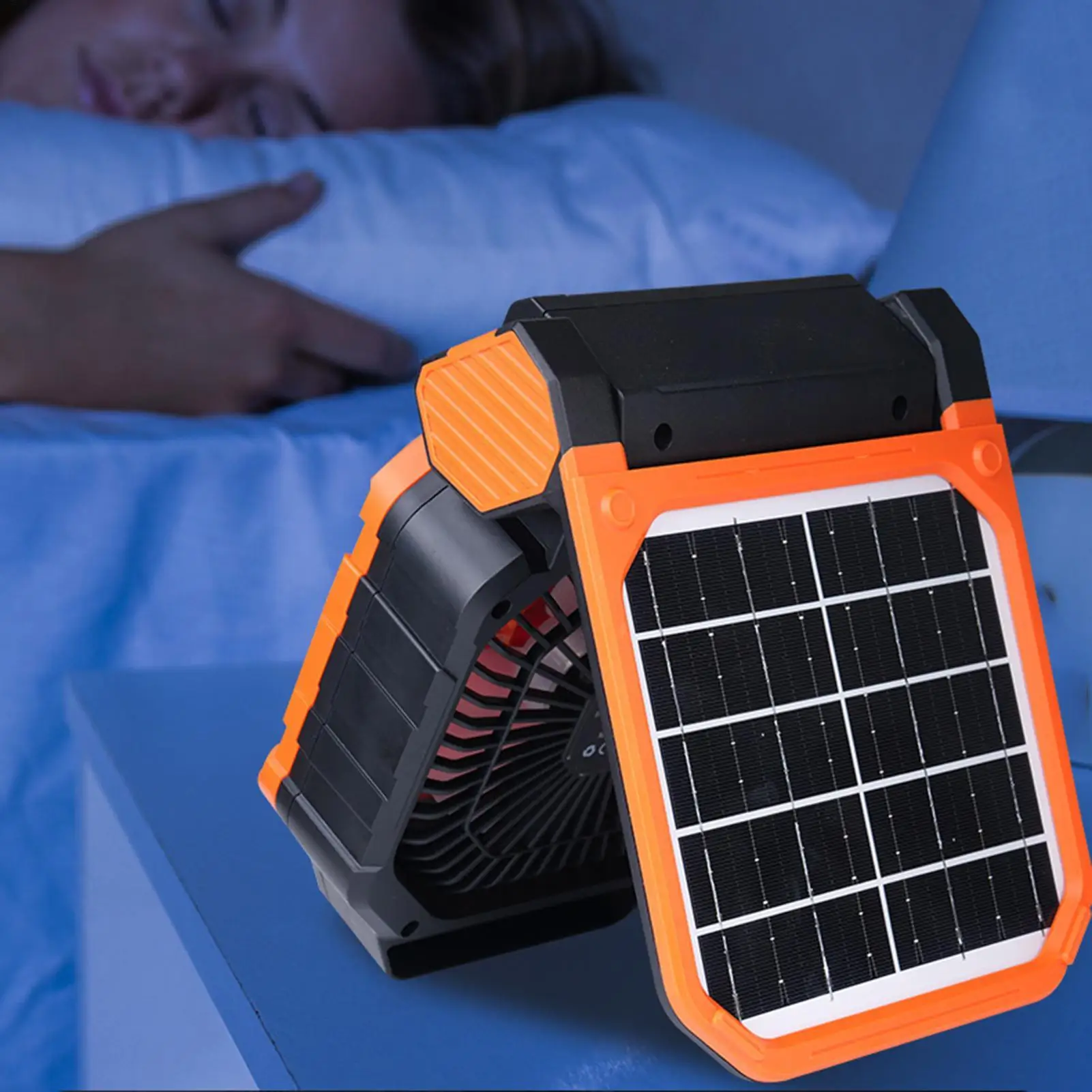 Solar Fans For Outside 4-Speed Portable LED Light Cooling Summer Camping Air Exhaust Fan For Home Office Gym Indoor Travel