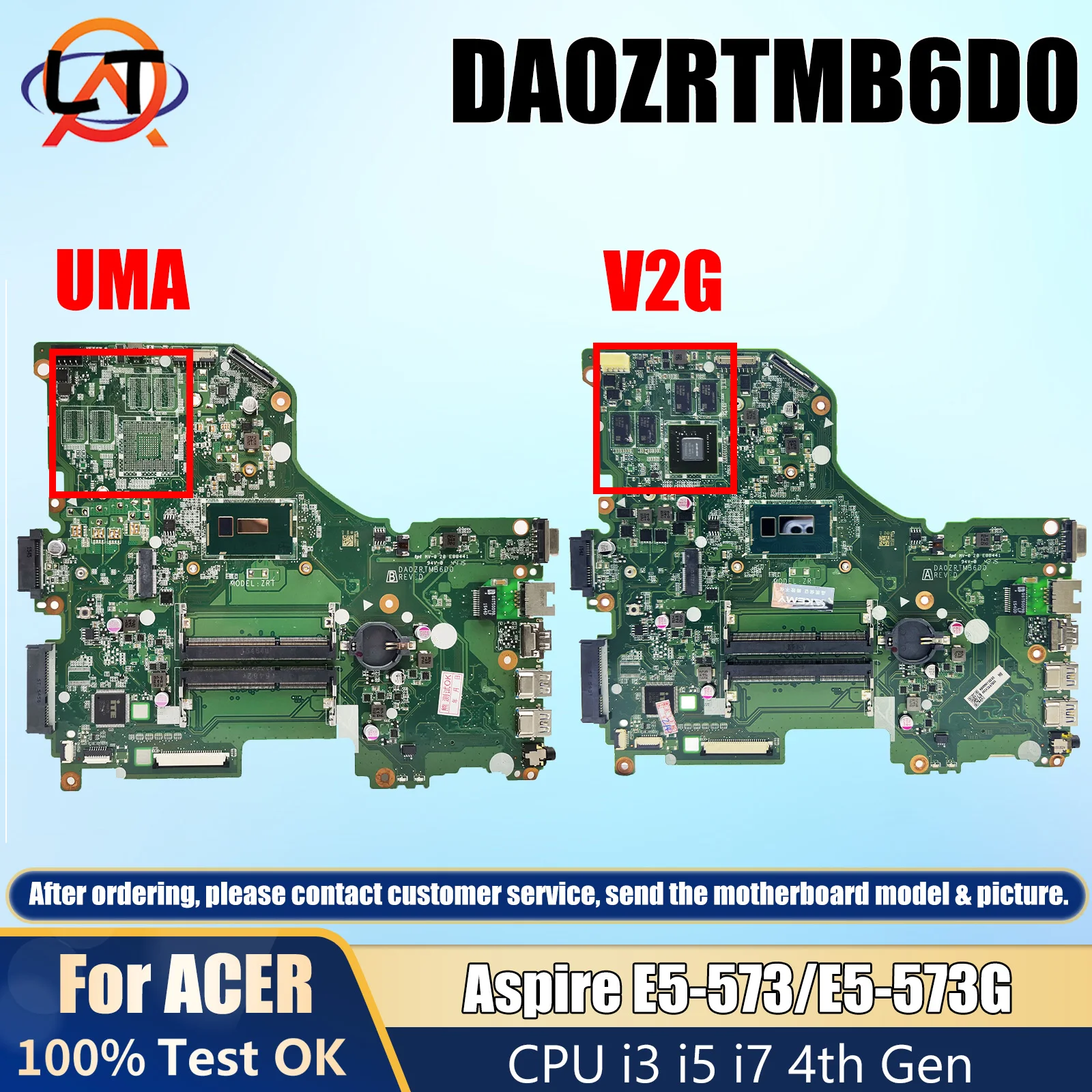 DA0ZRTMB6D0 For Acer Aspire E5-573 E5-573G Laptop Motherboard With Core I3 I5 I7 4/5th CPU GT920M ZRT NBMVM11006 DDR4 GT920M