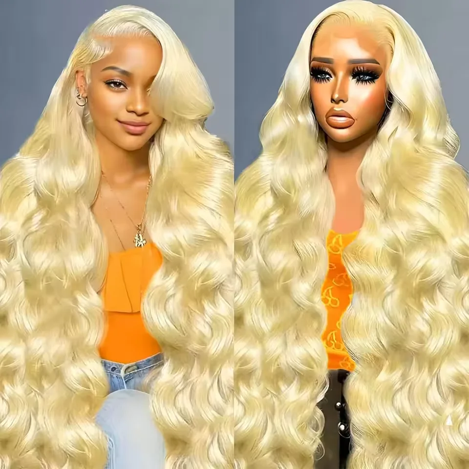 

Плотность 200, 36 дюймов, 613, блондинка, объемная волна, парики из натуральных волос 13x6, 13x4 HD, прозрачный кружевной фронтальный парик для женщин