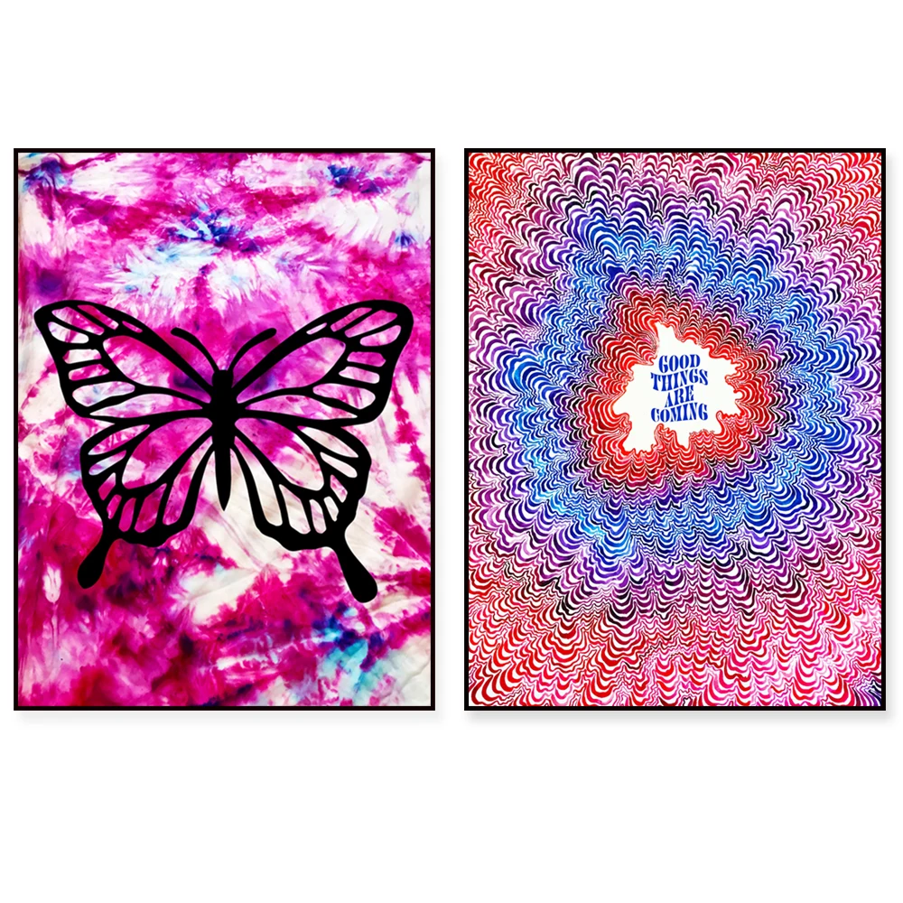 Psychedelic inspired positive motivational poster, butterfly tie dye, butterfly lovers, glitter aesthetic psychedelic colorful