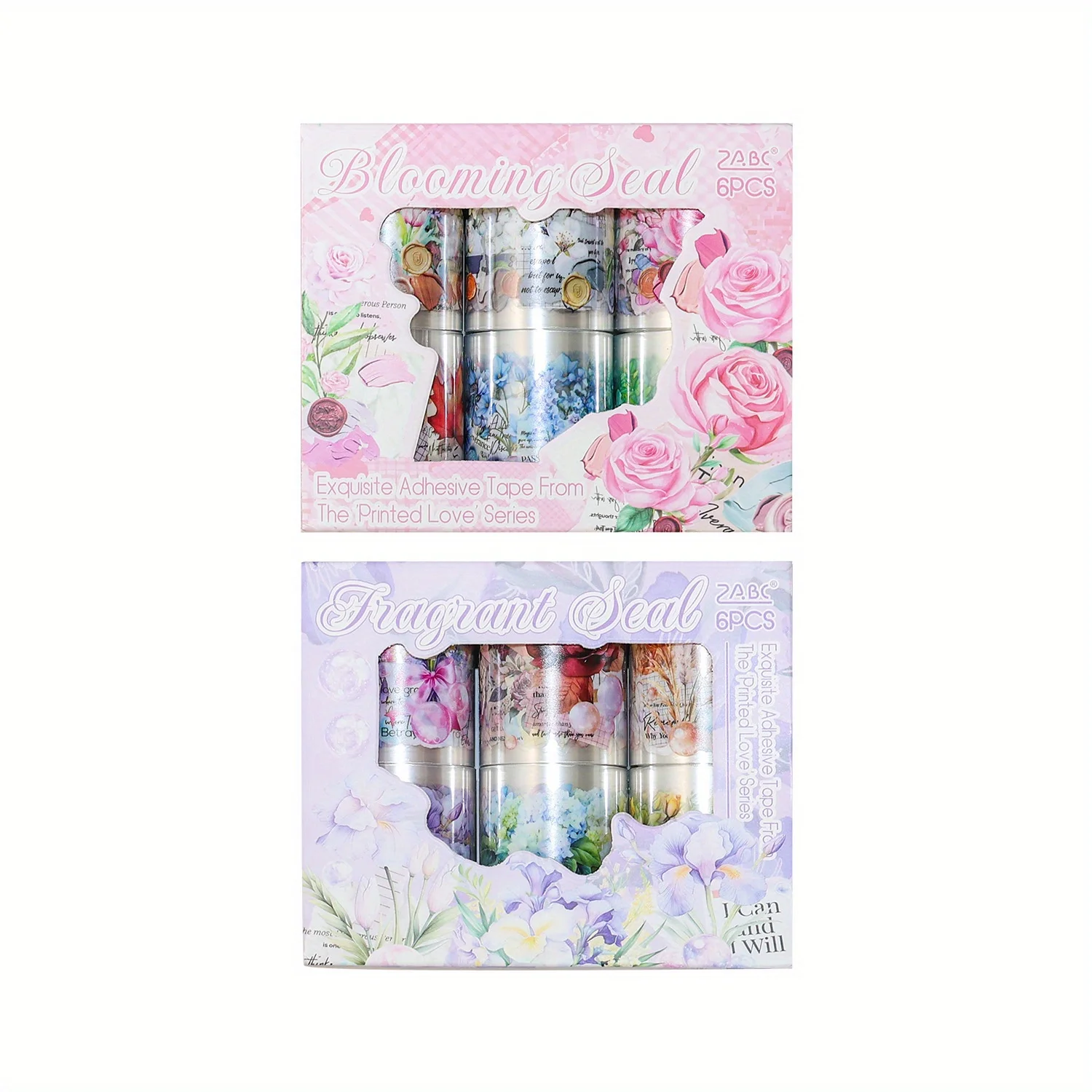 Cinta adhesiva de PET troquelada "Afecto Impreso" floral, diario de construcción de escenas y decoración de planificador, estética transparente, regalo de álbum de recortes DIY