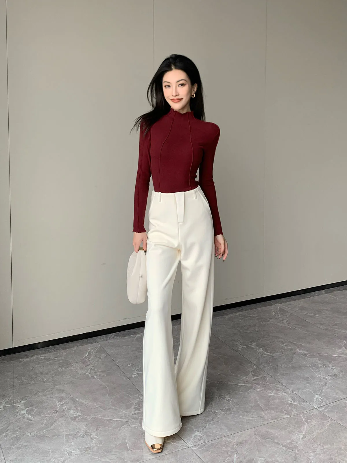 

Брюки женские прямые с высокой талией, повседневные, белые, струящиеся, модные, универсальные, длиной в пол, с легким клешем