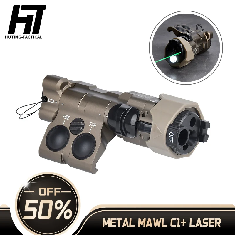 Tactical MAWL-C1 Functional Version Red/Green Laser Metal Flashlight Mount Left Right Outdoor Hunting Cosplay Pressure Switch