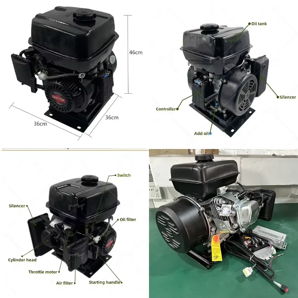 Battery Rechargeable DC Generator 48V 60V 72v Electric Car Tricycle Range Extender for Car