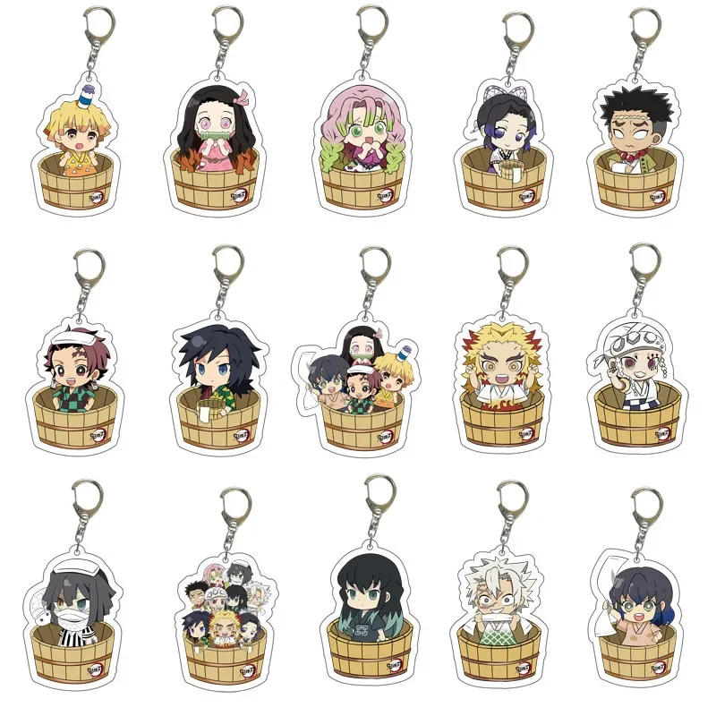 New Anime Figure Agatsuma Zenitsu Hashibira Inosuke Tomioka Giyuu Key Ring Acrylic Key Chain Trendy Model Plate Student gifts