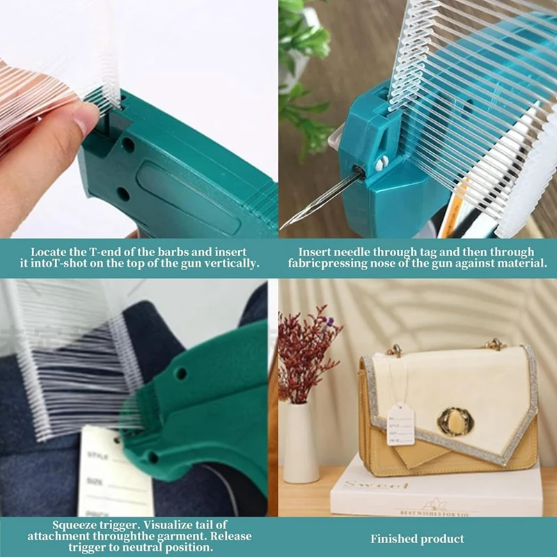 SCLS Tagginggun สําหรับเสื้อผ้า Hard Case,500 สีดํา & 500 สีขาว 2In Barbs Fasteners,6 เข็ม,แท็ก Gunfor มาตรฐานขายปลีก