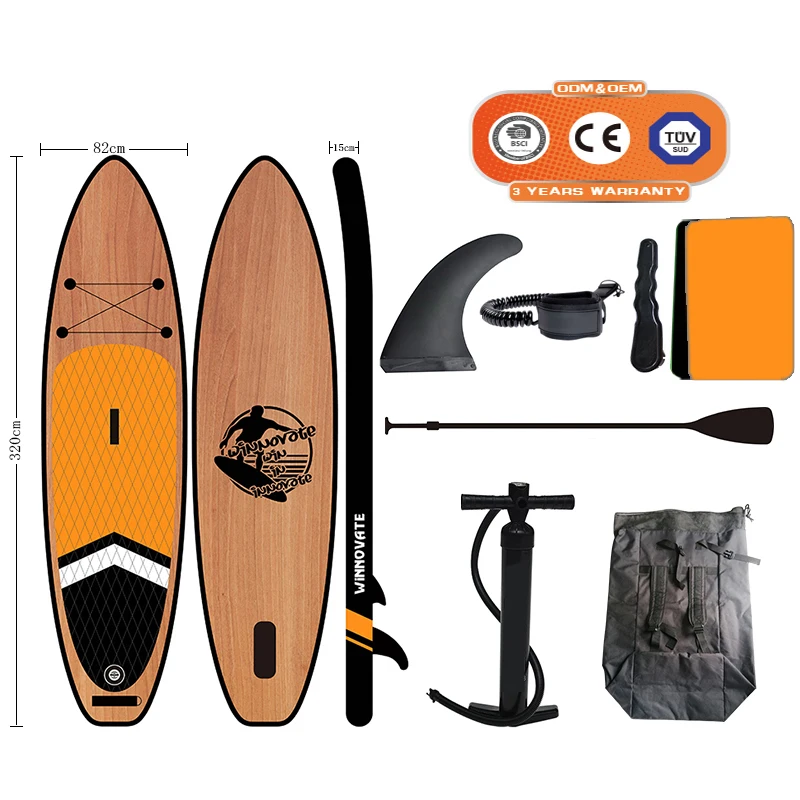 

WINNOVATE619 Dropshipping wood Inflatable sup paddle board with accessories