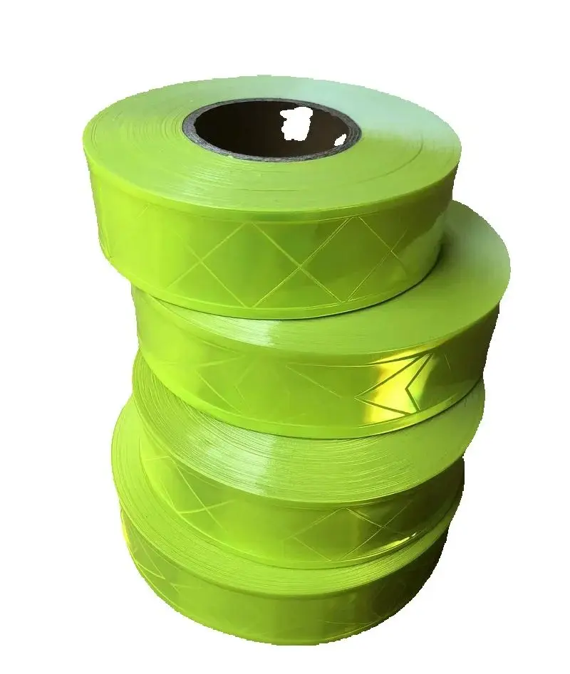 5cmx5m Microprism Fluorescent Reflector Strip PVC Reflective Warning Tape For Roadsafety Clothing