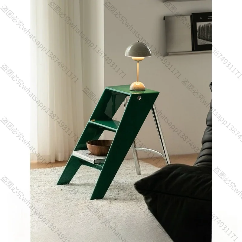 Nordic Style Ladder Shelf Sofa Side Table Corner Desk Household Foldable 3 Step Multifunctional A Frame Ladder