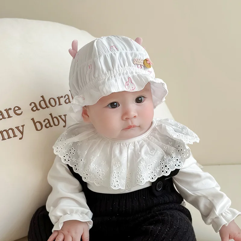 0-6Months Newborn Fisherman Cap Thin Cotton Sunshade Basin Cap Cute Cartoon Baby Fetal Hat Baby Boy Girl Kids Rabbit Sun Visors