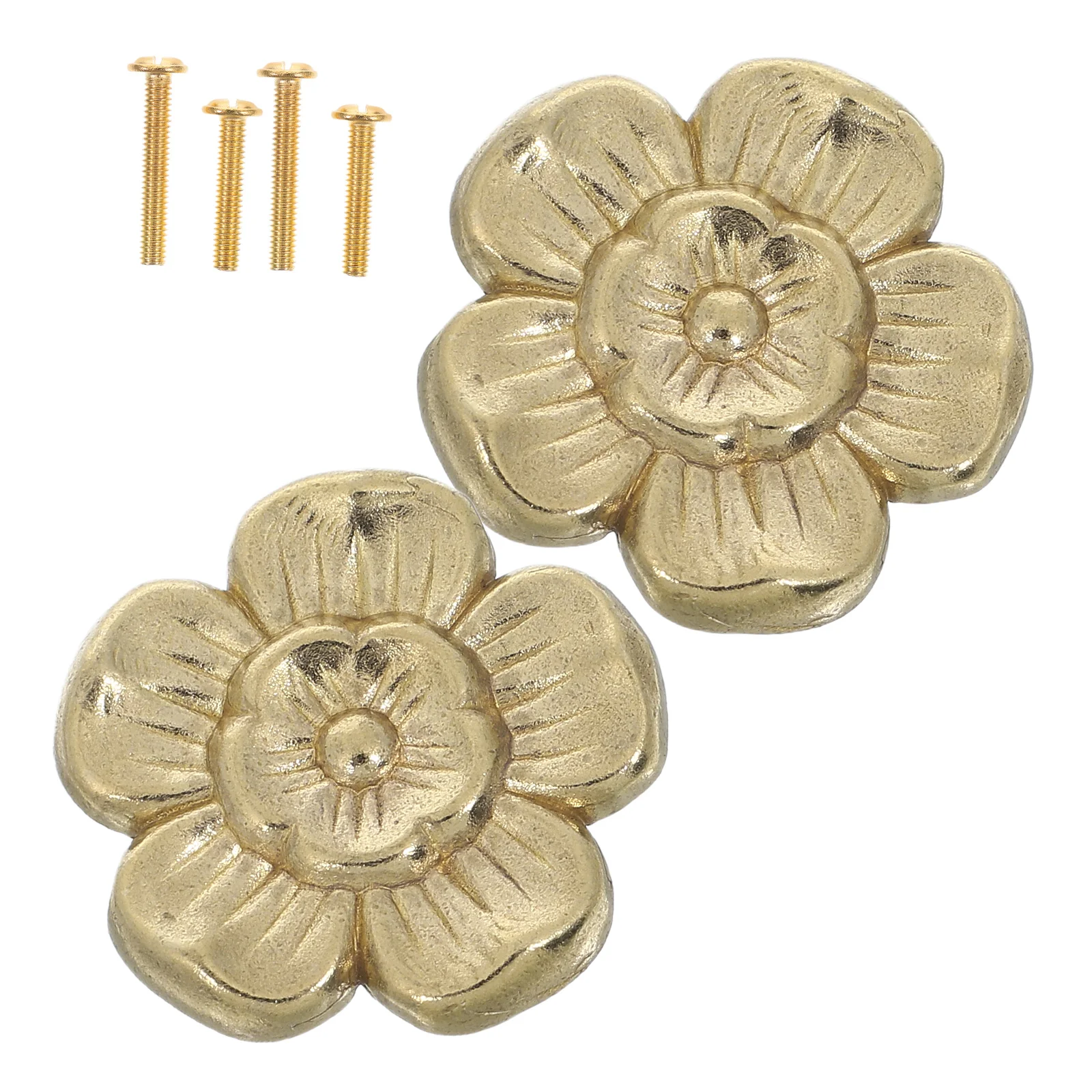 

2pcs Brass Flower Knobs Gold Cabinet Handles For Drawers Dressers Retro Style Furniture Hardware Home Decor Accessories