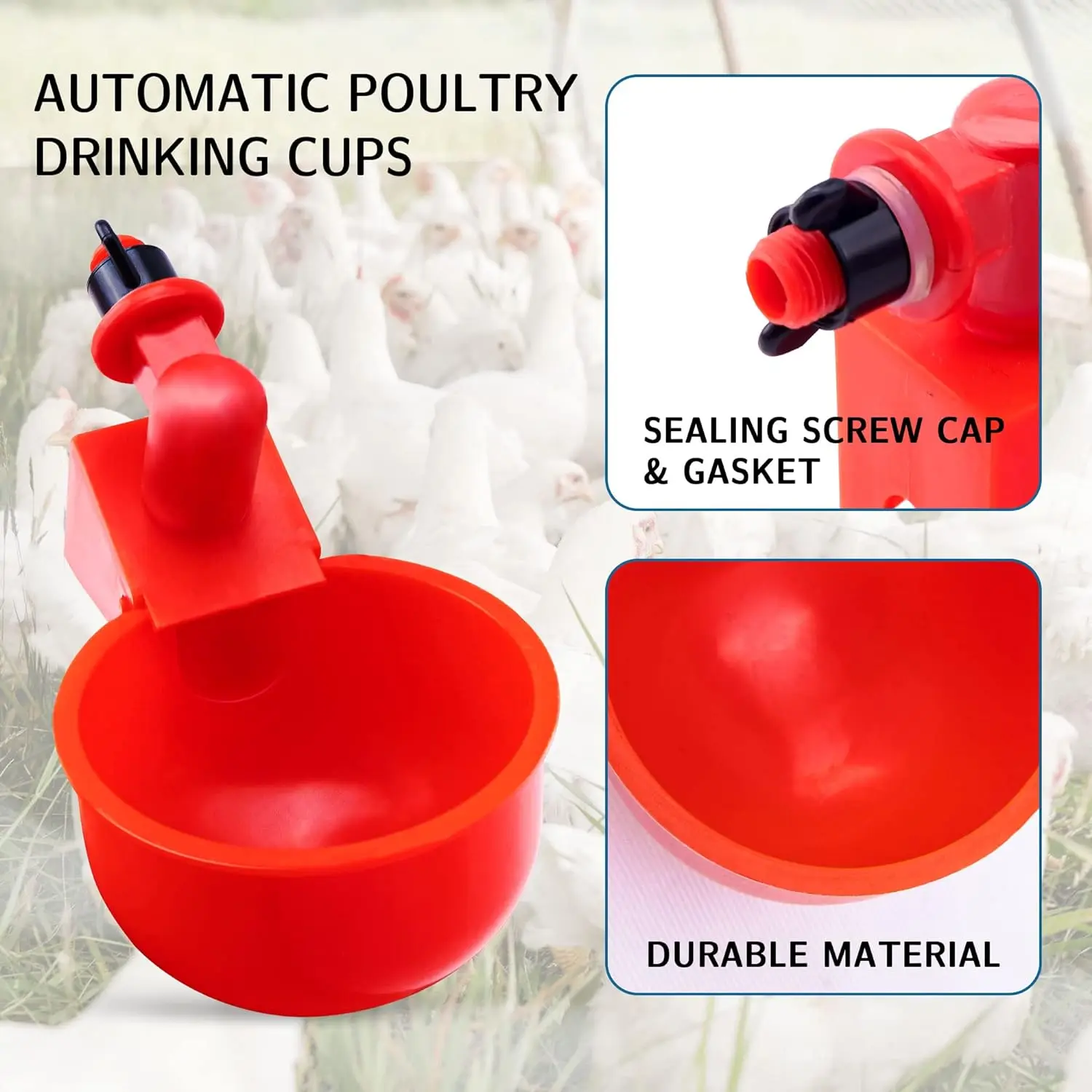 Chicken Duck Drinking Bowl Poultry Automatic Waterer Easy To Install Plastic Poultry Breeding Drinking Cup Goose Quail Waterer