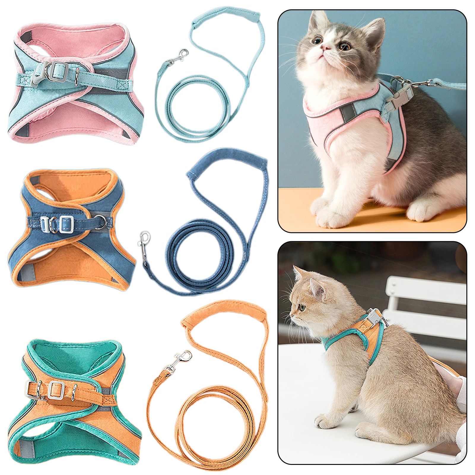 Adjustable Dog Harness Leash Set for Small Medium Dogs Cats Reflective Chest Strap Pets Harnesses Vest Outdoor Puppy Supplies