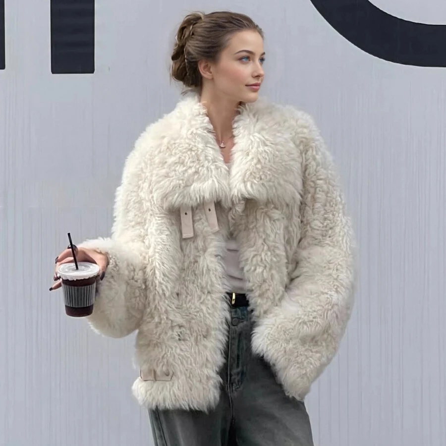 Echtpelz Jacken Für Frauen Winter Mongolischen Schafe Mantel Braun Lockige Lamm Pelzmantel Mode Warme Neuheiten