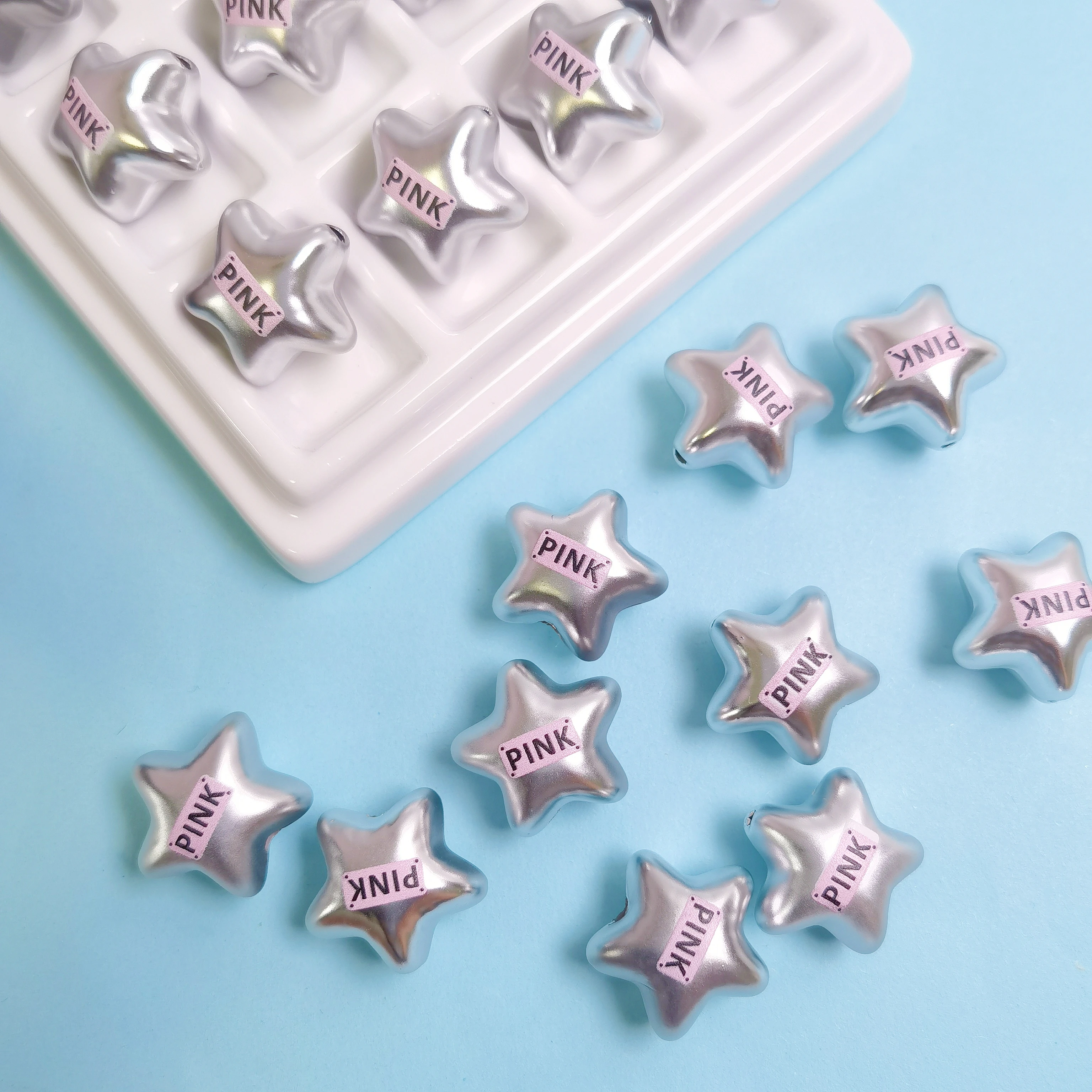 Siver Star Ceramic Beads Five-pointed Star Loose Spacer Beads For Jewelry Making Diy Necklace Bracelet