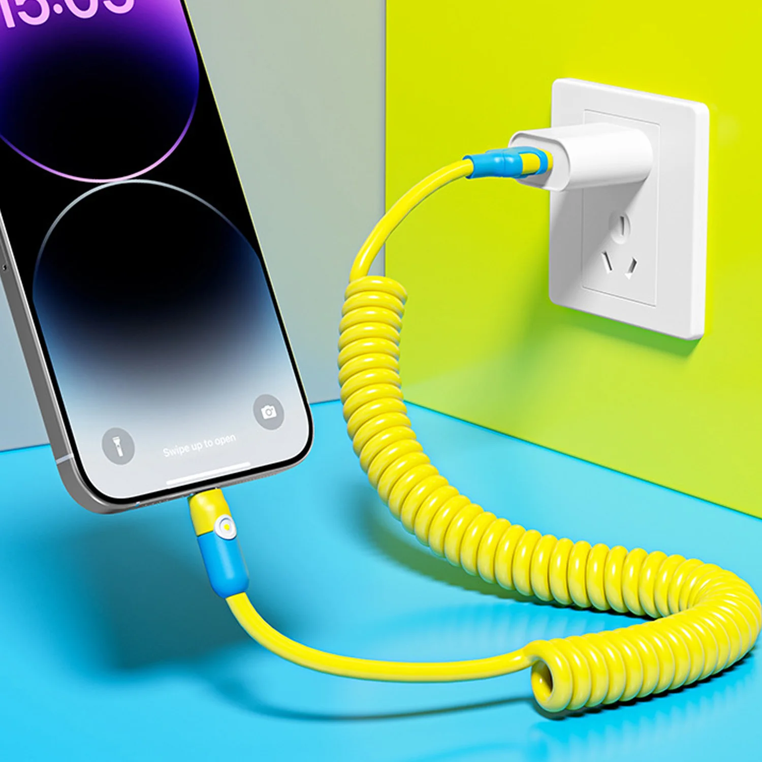 2026 جديد الربيع كابل بيانات الحبل 100 واط PD المزدوج نوع C خط شحن سريع في سيارة USB C إلى نوع-C شحن سريع الربيع سلك مضفر #2