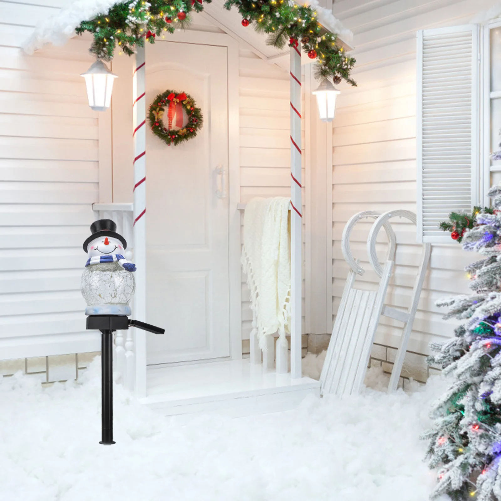 

Crack Glass Solar Lights Black LED Cartoon Shape Durable Garden Yard Outdoor Decoration Christmas Festive Warm Stake Lamp