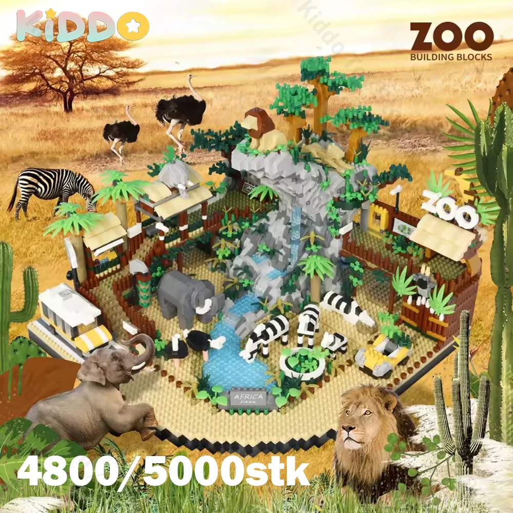

5000stk Zoo Building Blocks Assemble Bricks Creative Micro Particle City Street View Rainforest Panda Animal Toys Boy Kid Gifts