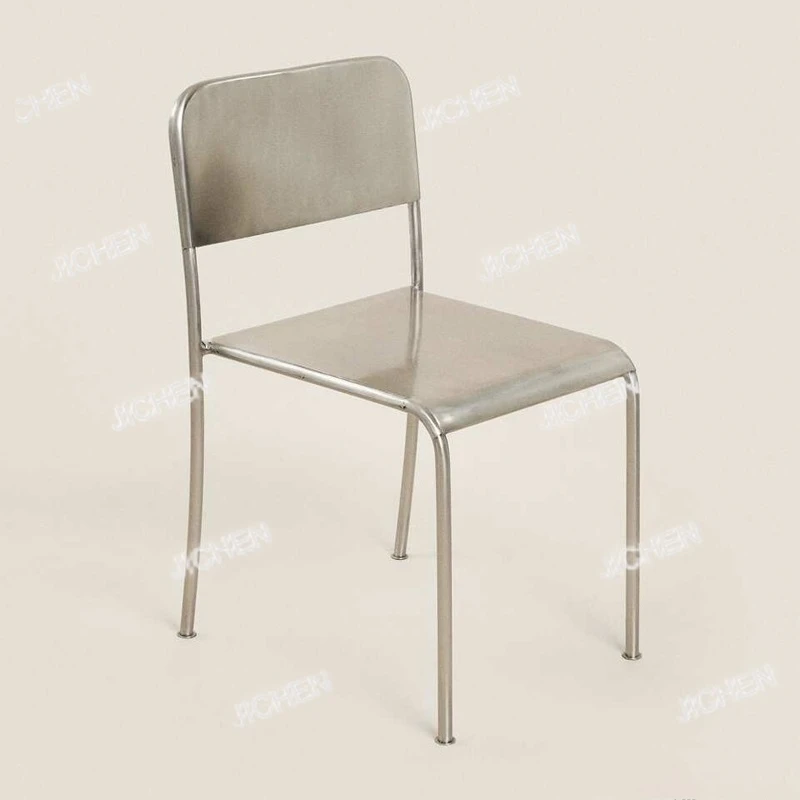 

Mid-Century Industrial Dining Chair - Modern Metal Cafe Stool, Stainless Steel Luxury Home Decor for Villa/Homestay